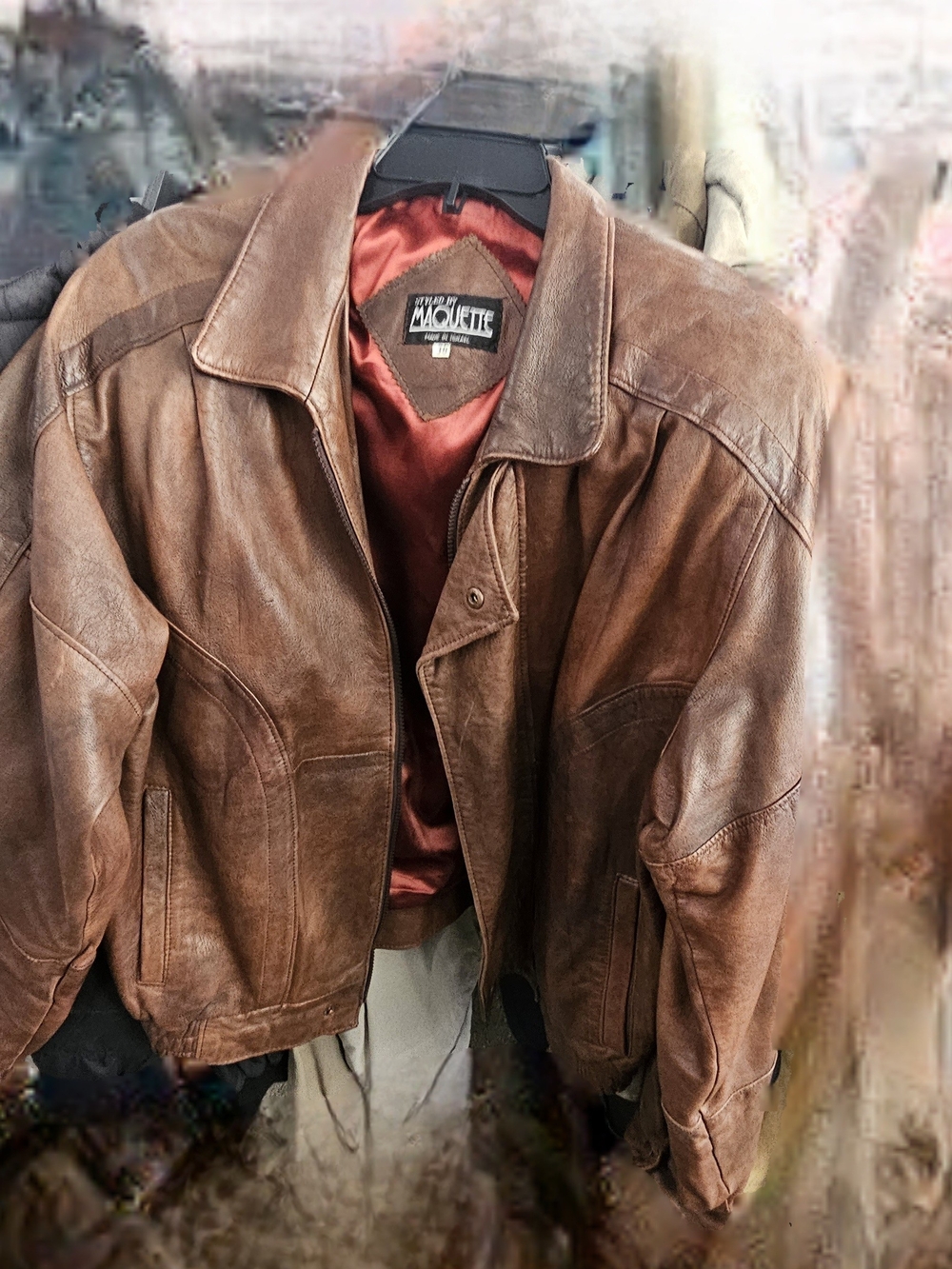 Vintage Genuine Brown Leather Vintage Bomber Jacket